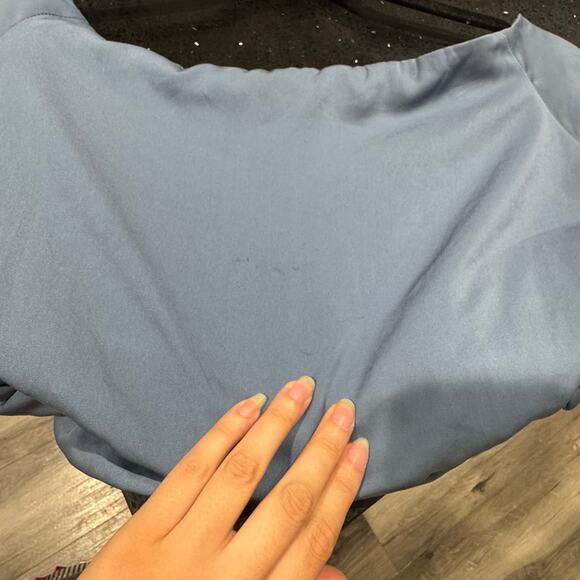 Kalmanovich Off The Shoulder Bubble Hem Crop Top Size 6 Blue - Picture 7 of 7